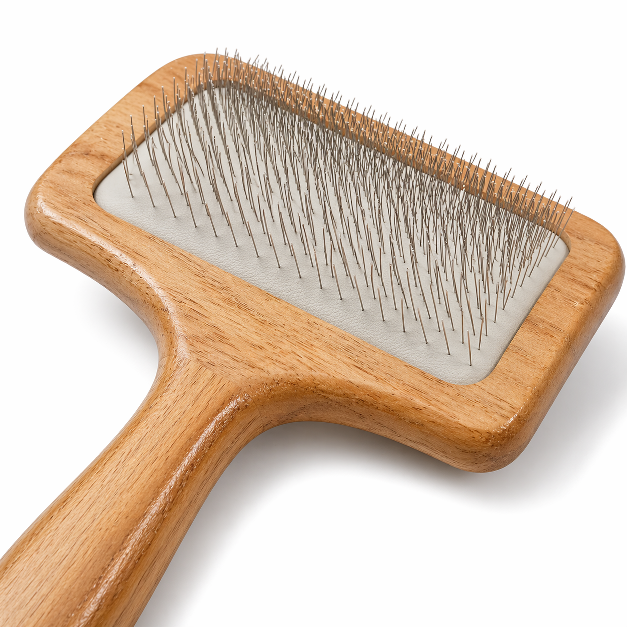Pet Grooming Slicker Brush with Wooden Handle – Deshedding & Detangling Brush for Dogs and Cats - Image 2