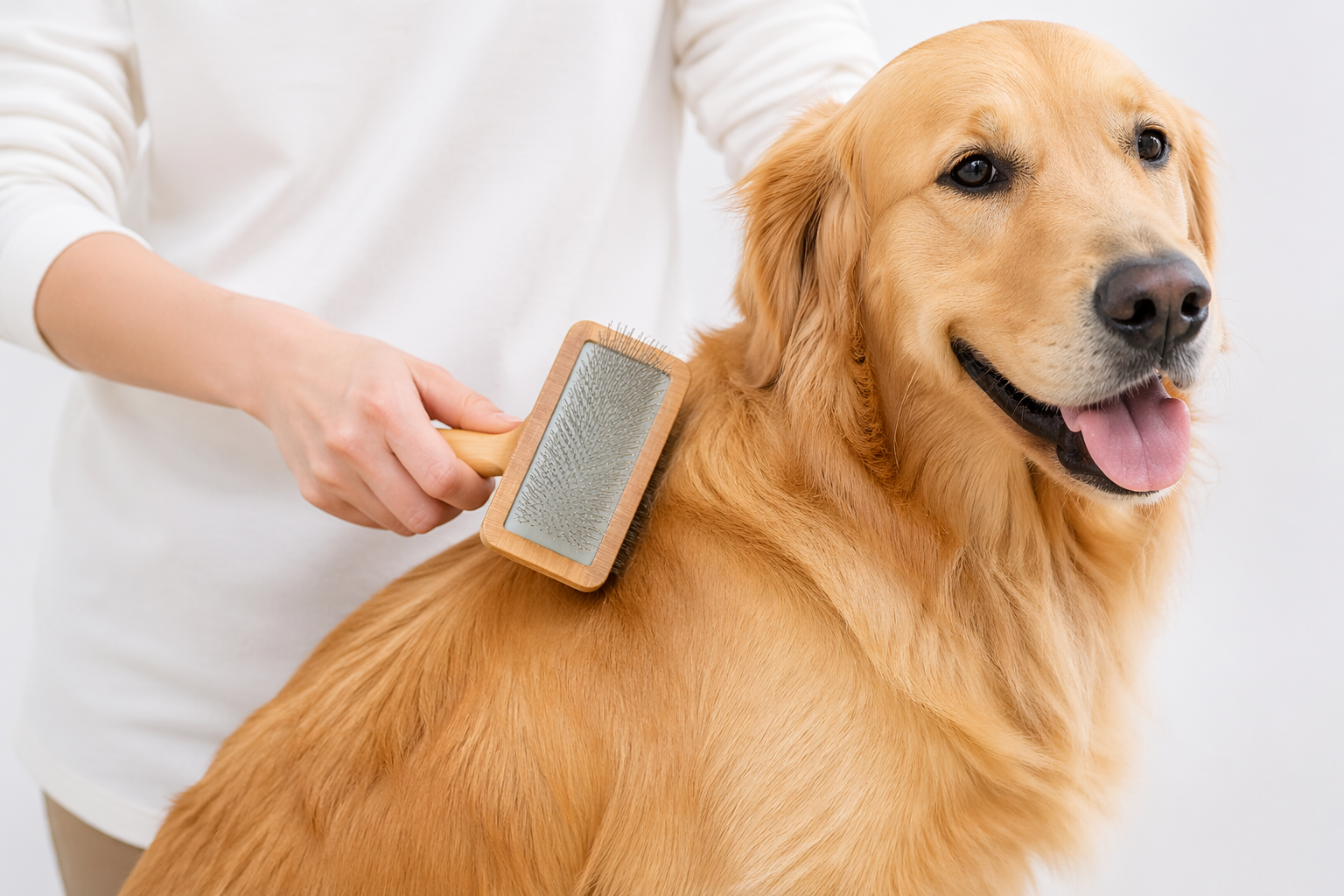Pet Grooming Slicker Brush with Wooden Handle – Deshedding & Detangling Brush for Dogs and Cats - Image 3