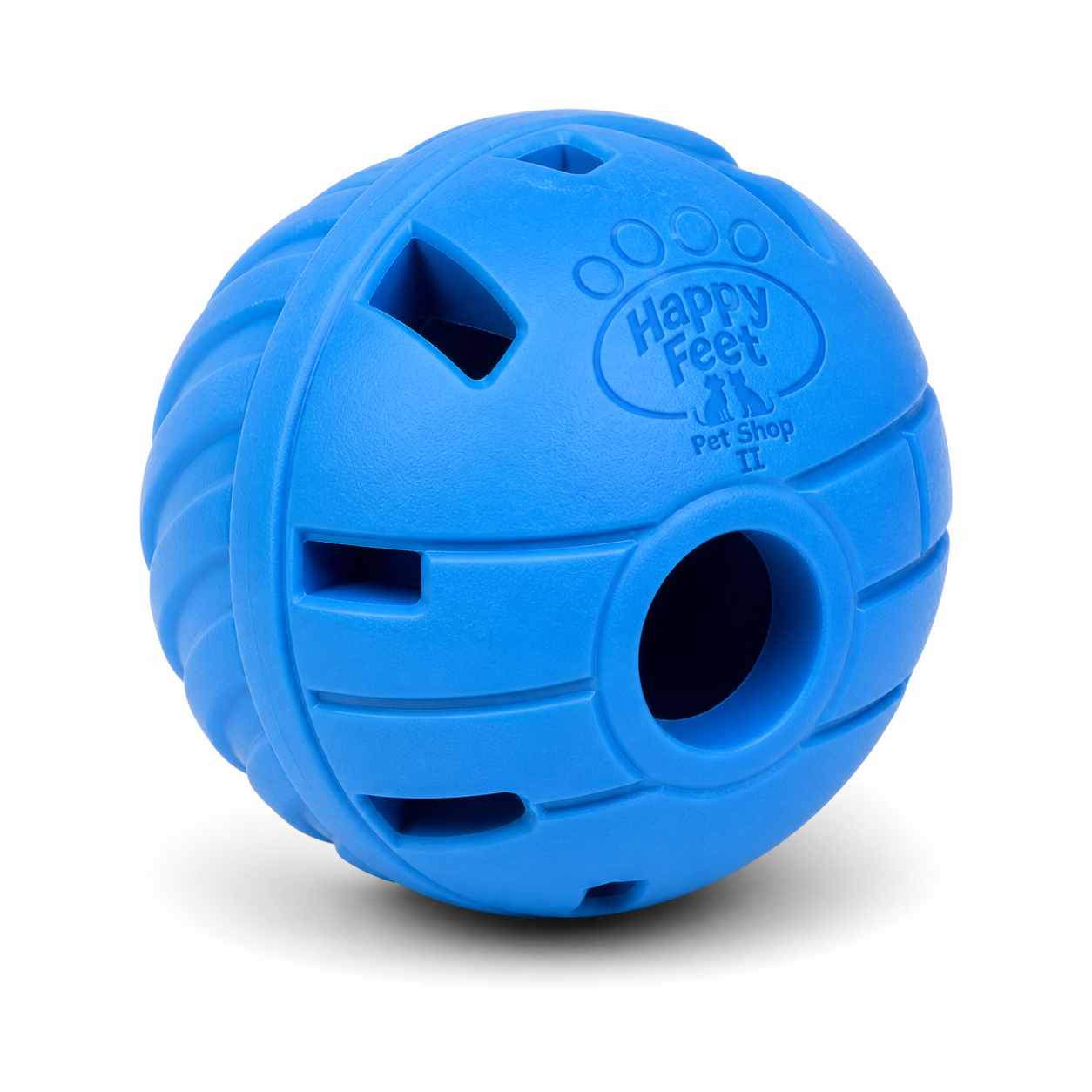 Happy Feet Pet Shop II Treat Dispensing Dog Ball – Interactive Puzzle Toy for Dogs, Durable Rubber Chew Toy, Slow Feeder Ball (Blue) - Image 4