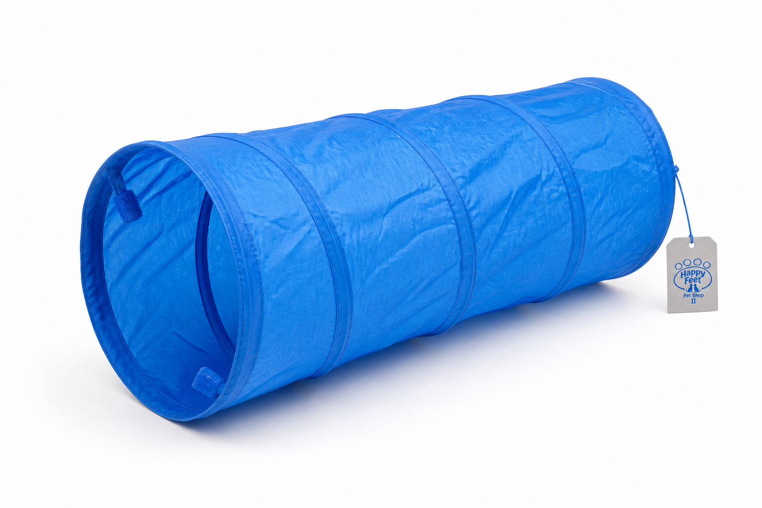 Happy Feet Pet Shop II Collapsible Pet Tunnel Toy – Interactive Indoor Play Tube for Dogs & Cats (Blue)