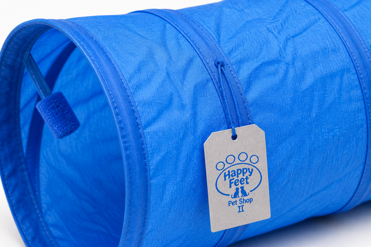Happy Feet Pet Shop II Collapsible Pet Tunnel Toy – Interactive Indoor Play Tube for Dogs & Cats (Blue) - Image 4